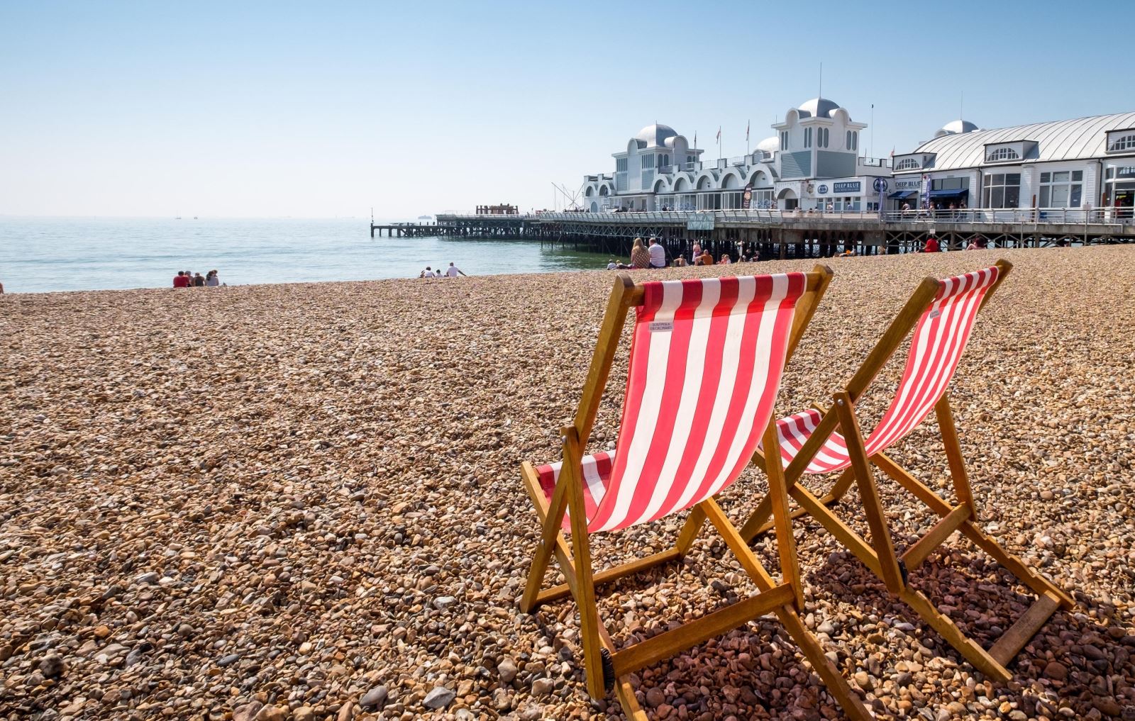 Photograph of deckchairs at the seafront in Southsea